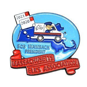 2021-2020 Elks Bob Wambach President Mass Elk Association C. Sanders Pin Lapel